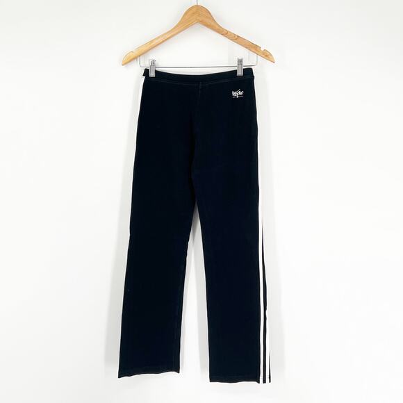 Y2k Vintage Mossimo Pull On Stripe Yoga Track Pants Black Size Small - Picture 1 of 5